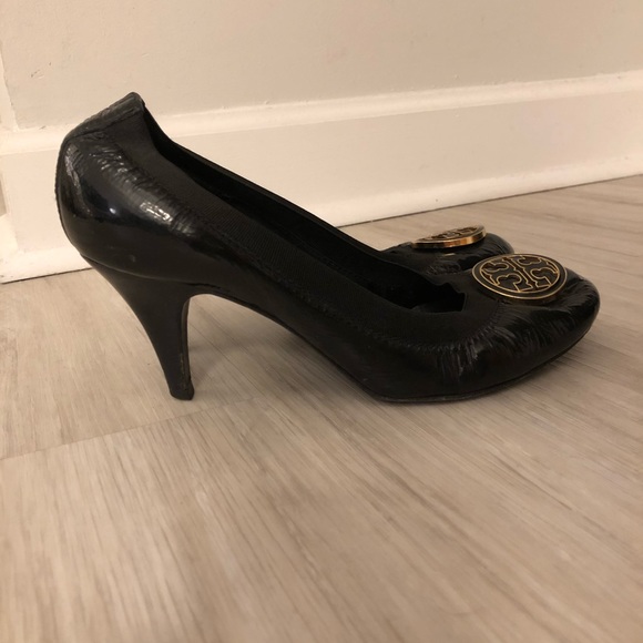 {Tory Burch} Caroline elastic shiny black mid - Picture 4 of 8
